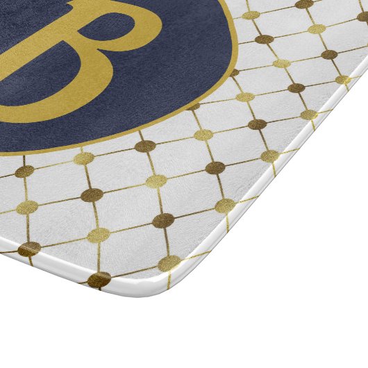 Monogramm des weißen und goldenen Punktgitters Schneidebrett (Ecke)