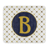 Monogramm des weißen und goldenen Punktgitters Schneidebrett (Vorderseite)