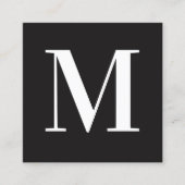 Monogramm des weißen und schwarzen Single Quadratische Visitenkarte (Vorderseite)