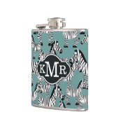 Monogramm des Zebra-Muster-| Flachmann (Links)