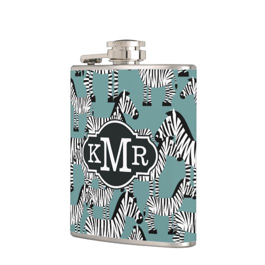 Monogramm des Zebra-Muster-| Flachmann (Links)