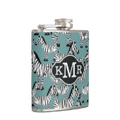 Monogramm des Zebra-Muster-| Flachmann (Rechts)