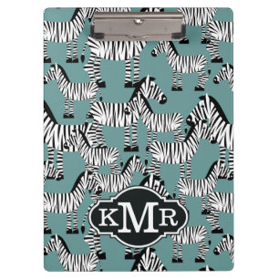 Monogramm des Zebra-Muster- Klemmbrett