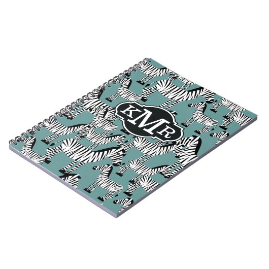 Monogramm des Zebra-Muster-| Notizblock (Linke Seite)