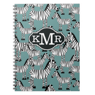 Monogramm des Zebra-Muster-  Notizblock