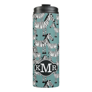 Monogramm des Zebra-Muster- Thermosbecher