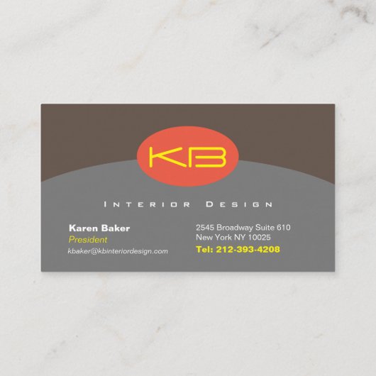 Monogramm-Design, 3,5" x 2,0" Visitenkarte (Rückseite)