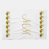 Monogramm-Design Bienen Geschirrtuch (Horizontal)