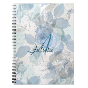 Monogramm-Design der blauen Rose Notizblock