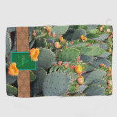 Monogramm-Design der Südwestkaktus / Orangefarbene Golfhandtuch (Horizontal)