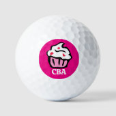 Monogramm Design für rosa Cupcake Golfball (Vorderseite)