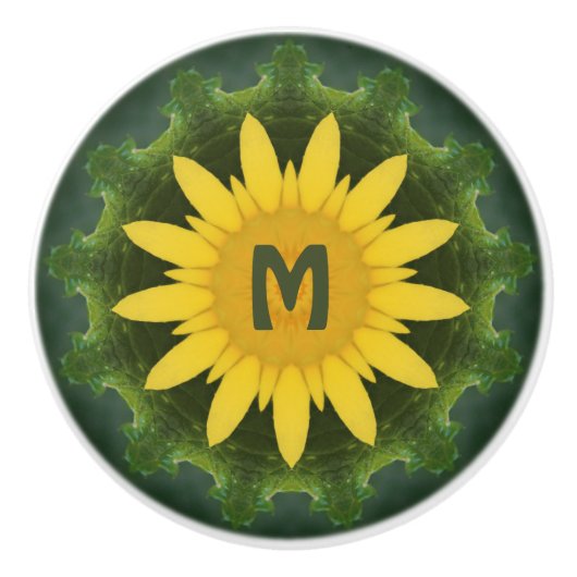 Monogramm-Design für Sonnenblumen Keramikknauf (Vorderseite)