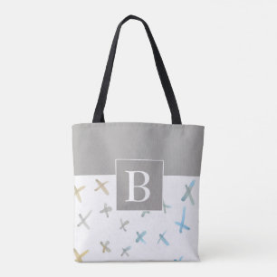 monogramm-Design, grau-weiß, abstrakt Tasche