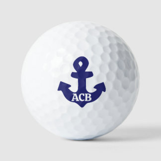 Monogramm Design mit Anker in Navyblau Golfball