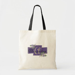 Monogramm-Design mit Blume Tragetasche