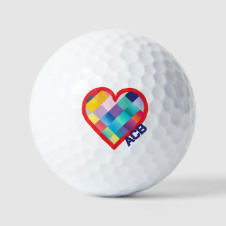 Monogramm Design mit mehrfarbigen Herzen Golfball