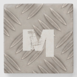 Monogramm-Diamant-graues Metallplatten Steinuntersetzer