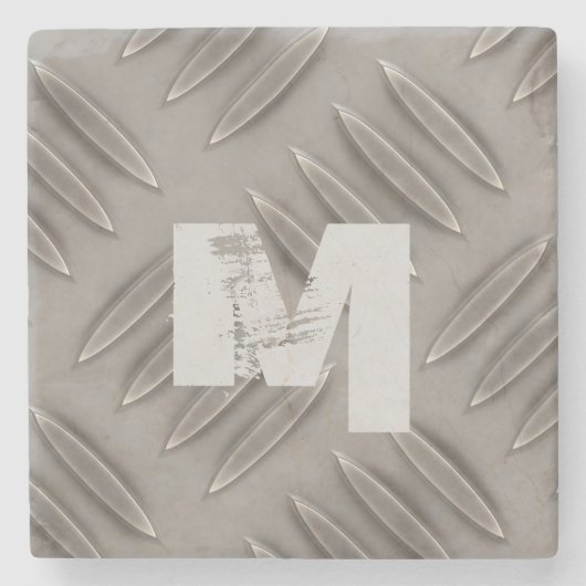 Monogramm-Diamant-graues Metallplatten Steinuntersetzer (Vorderseite)