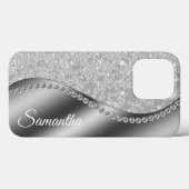 Monogramm Diamant-Imitat Silber Bling Case-Mate iPhone Hülle (Rückseite (Horizontal))