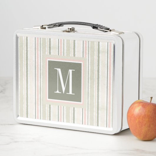 Monogramm | die Freude Aquarell-den Streifen an Metall Lunch Box (Beispiel)