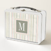 Monogramm | die Freude Aquarell-den Streifen an Metall Lunch Box (Vorderseite)