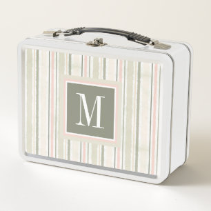 Monogramm   die Freude Aquarell-den Streifen an Metall Lunch Box