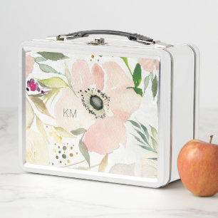 Monogramm   die Freude dem Aquarell an des Weiß-  Metall Lunch Box