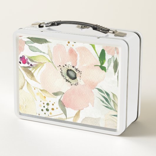 Monogramm | die Freude dem Aquarell an des Weiß-| Metall Lunch Box (Rückseite)