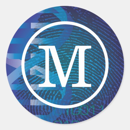 Monogramm DNA Fingerprint Runder Aufkleber (Vorderseite)