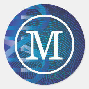 Monogramm DNA Fingerprint Runder Aufkleber