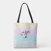 *~* Monogramm Doodle Tulip Gold Glitzer Pastell Tasche (Rückseite)