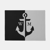 Monogramm-Doormat für Schwarz und Grau Fußmatte (Vorderseite)