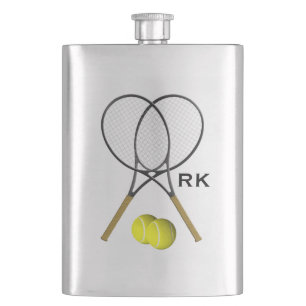 Monogramm Doppel-Tennis-Sport-Thema Flachmann