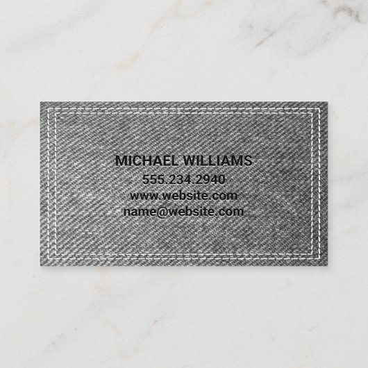 Monogramm | Doppelleitender Denim Visitenkarte (Rückseite)