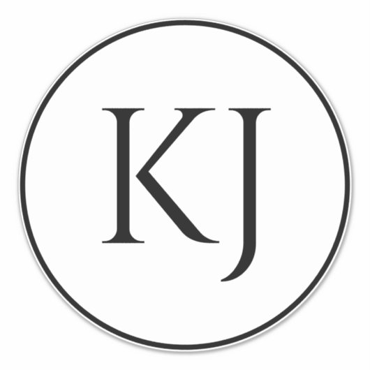 Monogramm Doppelname Schwarz-weiße Anfangsbuchstab Aufkleber (Vorderseite)