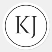 Monogramm Doppelname Schwarz-weiße Anfangsbuchstab Runder Aufkleber (Vorderseite)