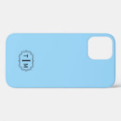 Monogramm Doppelrahmen in Coolem Mittelblau Case-Mate iPhone Hülle (Rückseite (Horizontal))