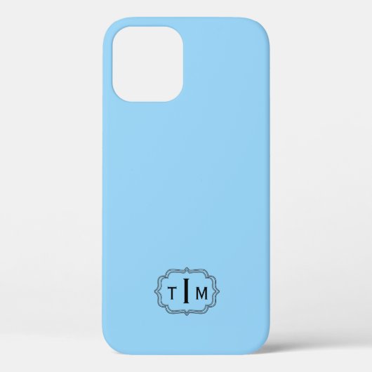 Monogramm Doppelrahmen in Coolem Mittelblau Case-Mate iPhone Hülle (Rückseite)