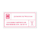 Monogramm & Double Happiness Grid Chinesische Hoch Permastempel (Design)