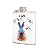 Monogramm Down Rabbit Hole Blue Bunny Flachmann (Links)