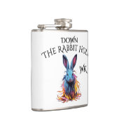 Monogramm Down Rabbit Hole Blue Bunny Flachmann (Rechts)