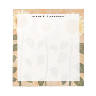 Monogramm Drei Cottagecore Terrakotta Sonnenblumen Notizblock