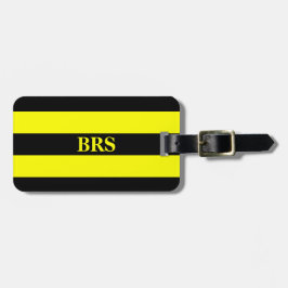 Monogramm Drei schwarze Streifen auf Gelb Gepäckanhänger