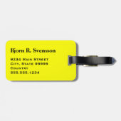 Monogramm Drei schwarze Streifen auf Gelb Gepäckanhänger (Rückseite horizontal)