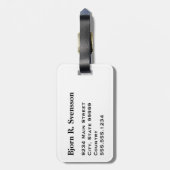 Monogramm Drei schwarze Streifen auf Weiß Gepäckanhänger (Rückseite vertikal)