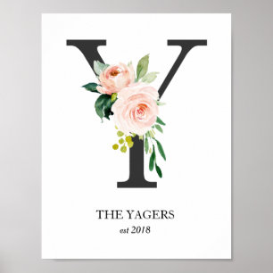 Monogramm drucken, Buchstabe Y, Hochzeitsgeschenk, Poster