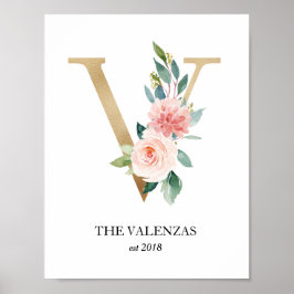 Monogramm drucken, Letter V, Hochzeitsgeschenk, Ki Poster