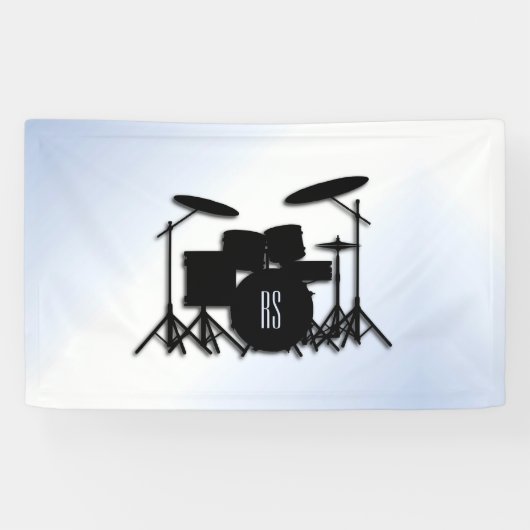 Monogramm Drum Set Blue Accent Banner (Horizontal)