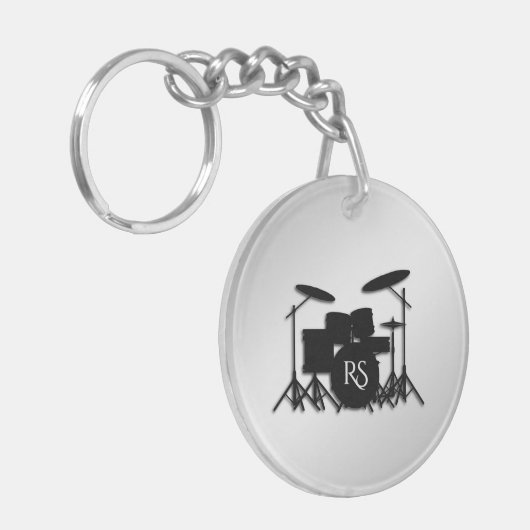Monogramm Drum Set Silber Schlüsselanhänger (Vorderseite links)