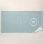 Monogramm Duck Egg Grün Stilvoll Modern Minimalist Strandtuch (Vorderseite)
